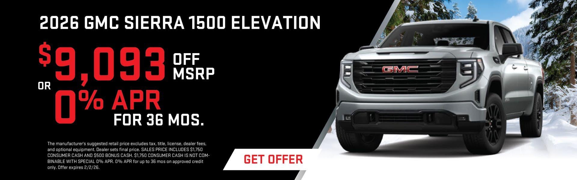 2026 Sierra 1500 Elevation January Offer